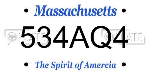 534AQ4 Massachusetts License Plate