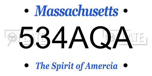 534AQA Massachusetts License Plate