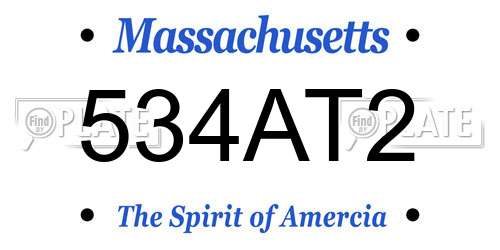 534AT2 Massachusetts License Plate