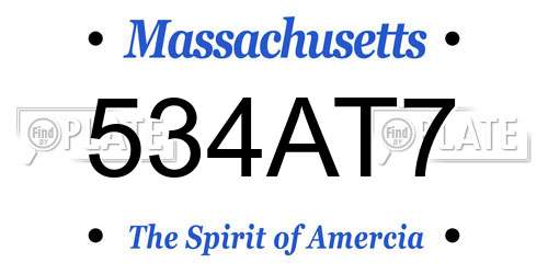 534AT7 Massachusetts License Plate