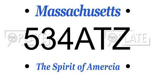534ATZ Massachusetts License Plate