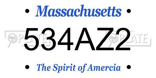 534AZ2 Massachusetts License Plate