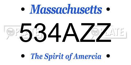 534AZZ Massachusetts License Plate