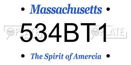 534BT1 Massachusetts License Plate