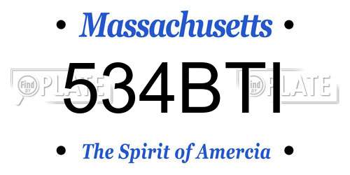 534BTI Massachusetts License Plate