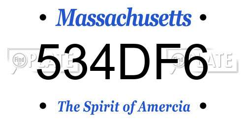 534DF6 Massachusetts License Plate