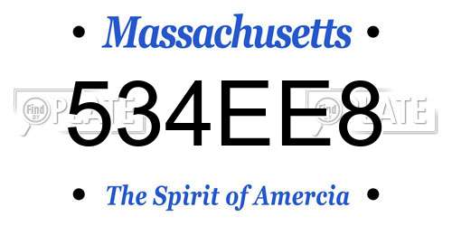 534EE8 Massachusetts License Plate