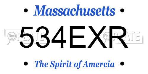 534EXR Massachusetts License Plate