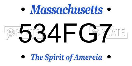 534FG7 Massachusetts License Plate
