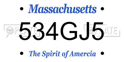 534GJ5 Massachusetts License Plate