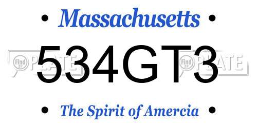 534GT3 Massachusetts License Plate