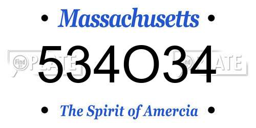 534O34 Massachusetts License Plate