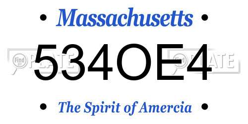 534OE4 Massachusetts License Plate
