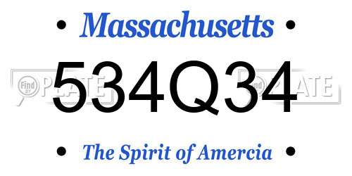 534Q34 Massachusetts License Plate
