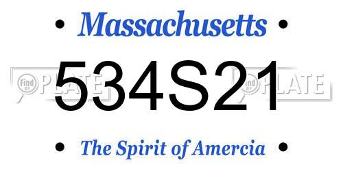 534S21 Massachusetts License Plate