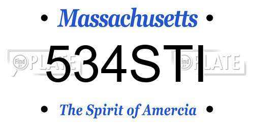 534STI Massachusetts License Plate