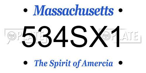 534SX1 Massachusetts License Plate