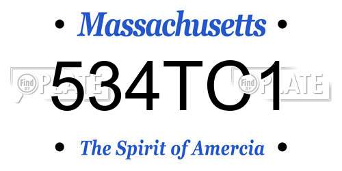 534TC1 Massachusetts License Plate