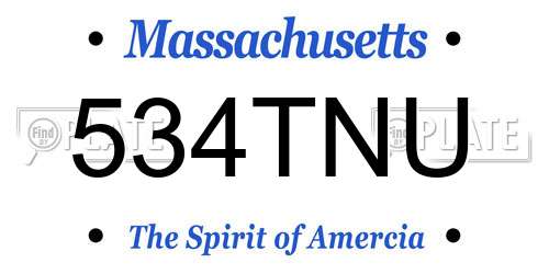 534TNU Massachusetts License Plate