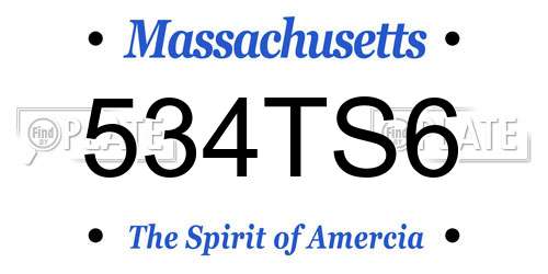 534TS6 Massachusetts License Plate