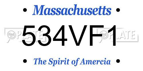 534VF1 Massachusetts License Plate