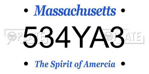 534YA3 Massachusetts License Plate