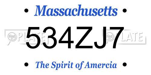 534ZJ7 Massachusetts License Plate