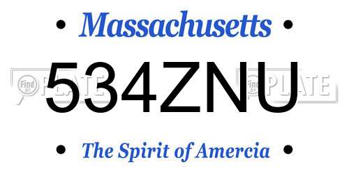 534ZNU Massachusetts License Plate