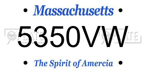 5350VW Massachusetts License Plate