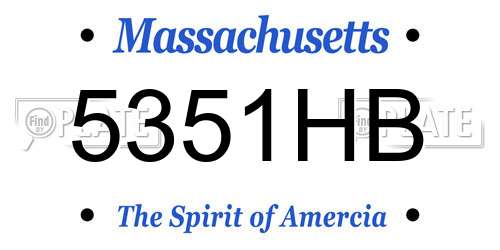 5351HB Massachusetts License Plate