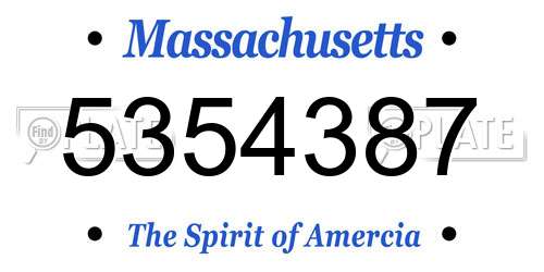 5354387 Massachusetts License Plate