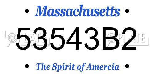 53543B2 Massachusetts License Plate