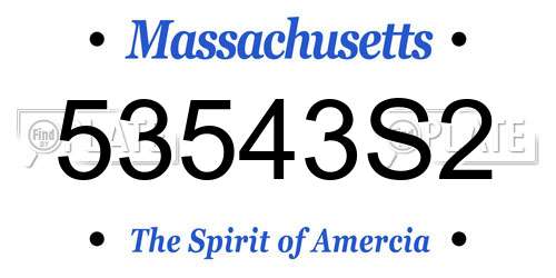 53543S2 Massachusetts License Plate