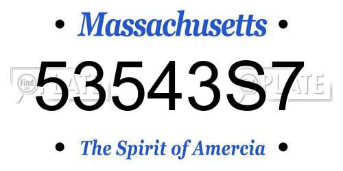 53543S7 Massachusetts License Plate