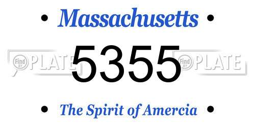5355 Massachusetts License Plate