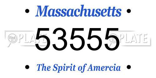 53555 Massachusetts License Plate