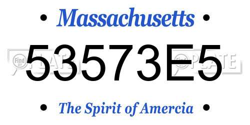 53573E5 Massachusetts License Plate