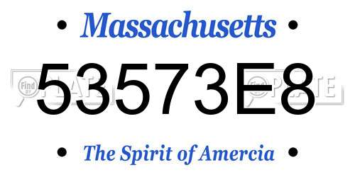 53573E8 Massachusetts License Plate