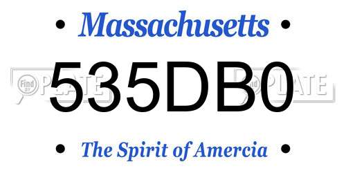 535DB0 Massachusetts License Plate