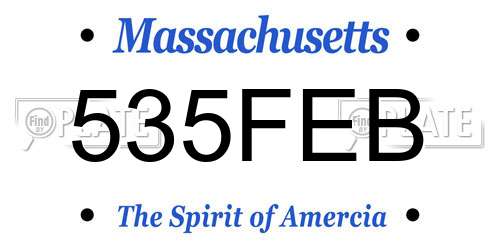 535FEB Massachusetts License Plate