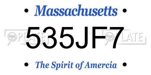 535JF7 Massachusetts License Plate