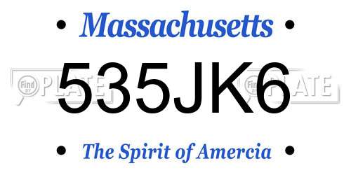 535JK6 Massachusetts License Plate
