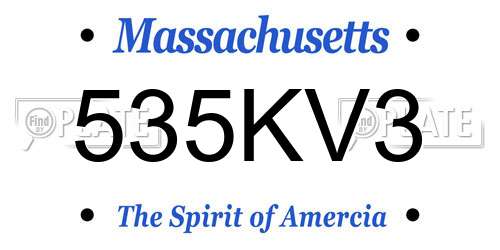 535KV3 Massachusetts License Plate