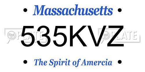 535KVZ Massachusetts License Plate