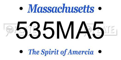 535MA5 Massachusetts License Plate