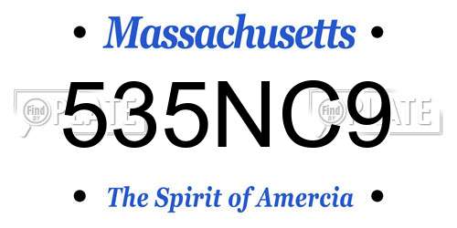 535NC9 Massachusetts License Plate