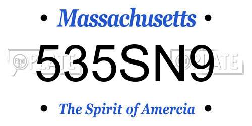 535SN9 Massachusetts License Plate