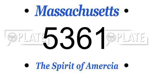 5361 Massachusetts License Plate
