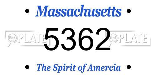 5362 Massachusetts License Plate