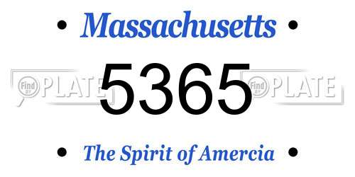 5365 Massachusetts License Plate